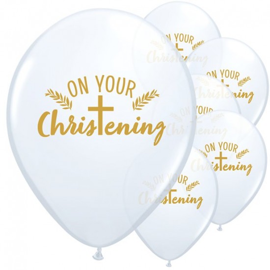 White Christening Day Latex Balloons - 11 Latex (25pk)