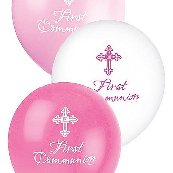 Pink First Holy Communion Balloons - (6pk)