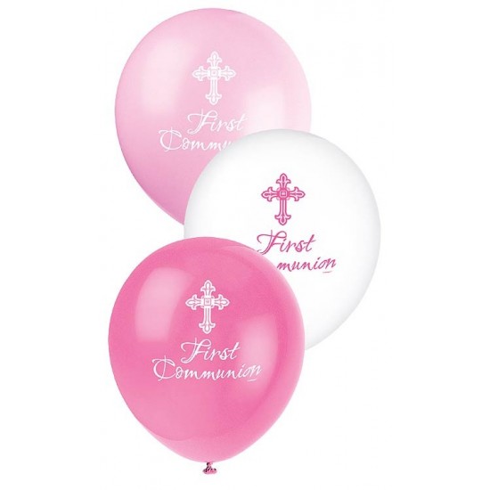 Pink First Holy Communion Balloons - (6pk)