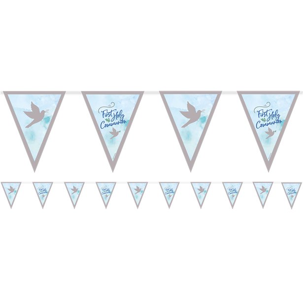Blue First Holy Communion Pennant Banners - 4m Blue First Holy Communion Pennant Banners - 4m