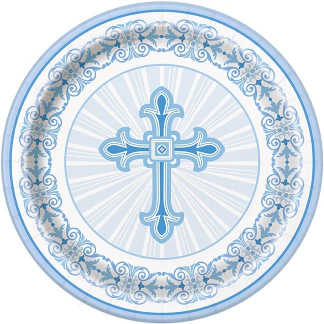 Blue Radiant Cross Paper Plates - 23cm (8pk) Blue Radiant Cross Paper Plates - 23cm (8pk)