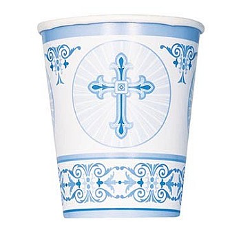 Blue Radiant Cross - 266ml Paper Party Cups