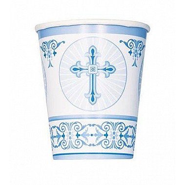 Blue Radiant Cross - 266ml Paper Party Cups