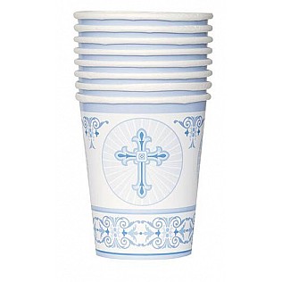 Blue Radiant Cross - 266ml Paper Party Cups Blue Radiant Cross - 266ml Paper Party Cups