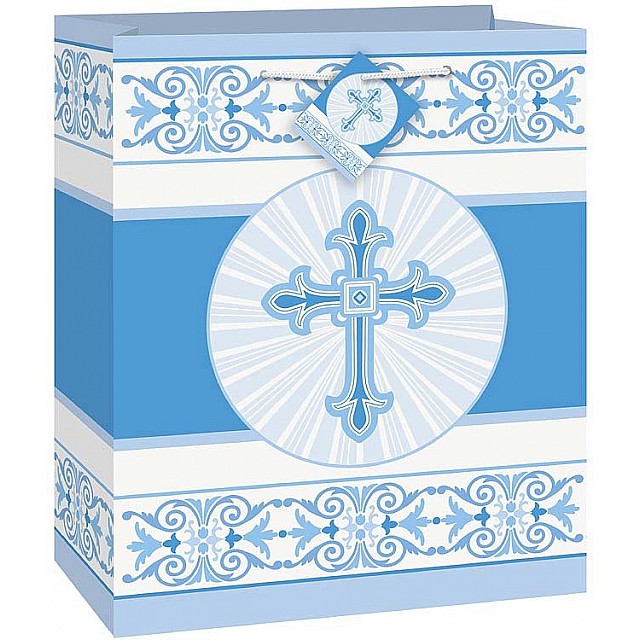 Blue Radiant Cross Medium Gift Bag Blue Radiant Cross Medium Gift Bag