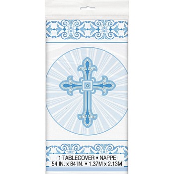 Blue Radiant Cross Plastic Tablecover 1.37m X 2.13m