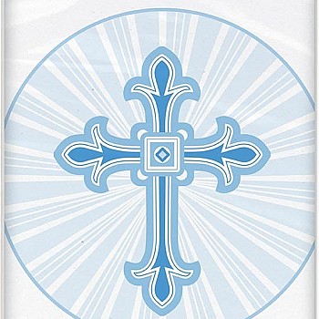 Blue Radiant Cross Plastic Tablecover 1.37m X 2.13m