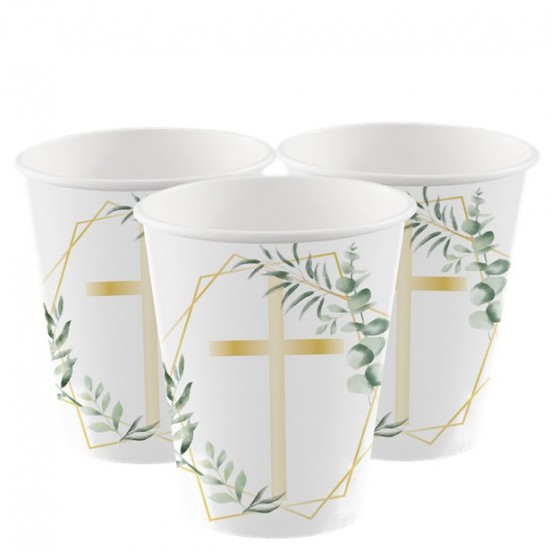 Botanical Celebration Cross Paper Cups - 237ml