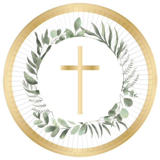 Botanical Celebration Cross Paper Plates - 23cm