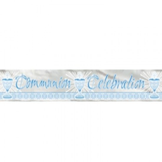 Communion Blue Foil Banner 12ft. - Radiant Cross