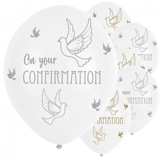 Confirmation Dove Balloons - 11 Latex (6pk)