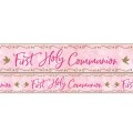 New First Holy Communion Pink Holographic Foil Banner - 2.7m
