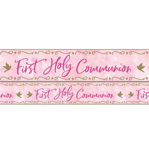 New First Holy Communion Pink Holographic Foil Banner - 2.7m New First Holy Communion Pink Holographic Foil Banner - 2.7m