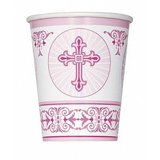 Pink Radiant Cross - 266ml Paper Party Cups Pink Radiant Cross - 266ml Paper Party Cups