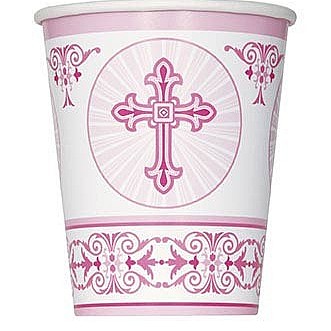 Pink Radiant Cross - 266ml Paper Party Cups