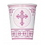 Pink Radiant Cross - 266ml Paper Party Cups