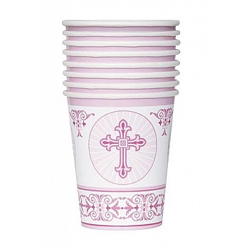 Pink Radiant Cross - 266ml Paper Party Cups Pink Radiant Cross - 266ml Paper Party Cups