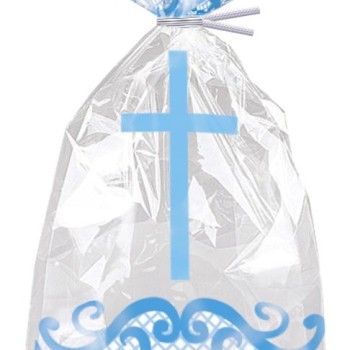 Blue Radiant Cross Plastic Cello Bags with twist ties (20ct)