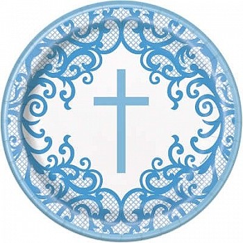 Blue Cross Paper Plates - 23cm (8pk)