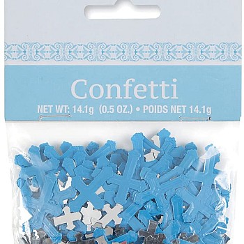 Foil Radiant Cross Blue Religious Confetti