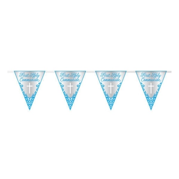 Blue First Holy Communion Foil Pennant Banners - 9ft Blue First Holy Communion Foil Pennant Banners - 9ft