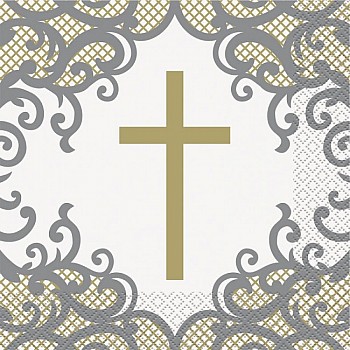 Gold Cross Luncheon Napkins 16ct   
