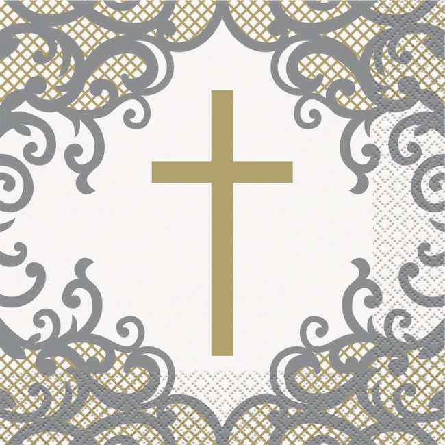 Gold Cross Luncheon Napkins 16ct