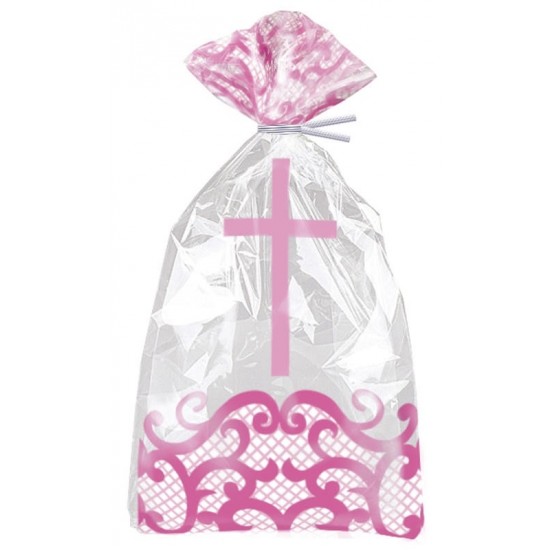 Pink Radiant Cross Plastic Cello Bags (20ct)