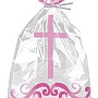 Pink Radiant Cross Plastic Cello Bags with twist ties (20ct)
