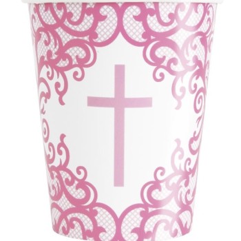 Pink Cross Paper Party Cups