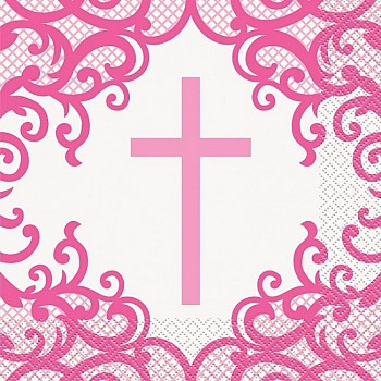 Pink Cross Luncheon Napkins 16ct   