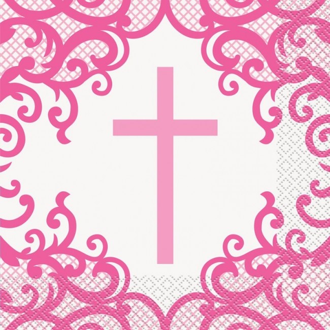 Pink Cross Luncheon Napkins 16ct