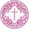 Pink Cross Paper Plates - 23cm (8pk)