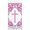Pink Cross Plastic Tablecover 1.37m X 2.13m