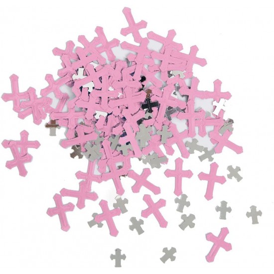 Foil Radiant Cross Pink Religious Confetti