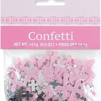 Foil Radiant Cross Pink Religious Confetti