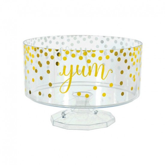 Large Metallic Gold Polka Dots Plastic Trifle Container - 18cm