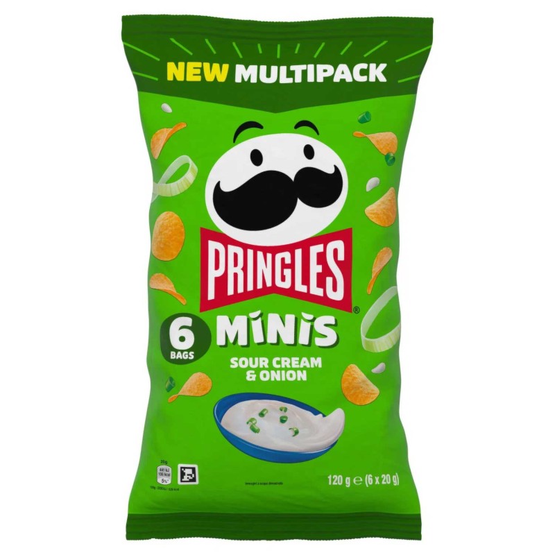 Pringles Minis Sour Cream & Onion – 9 x (6 x 20g) Multipack Pringles Minis Sour Cream & Onion – 9 x (6 x 20g) Multipack