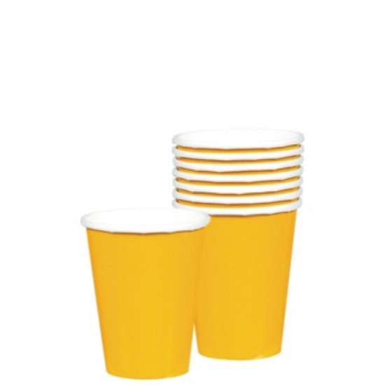 Sunshine Yellow Paper Cups - 270ml (8pk)