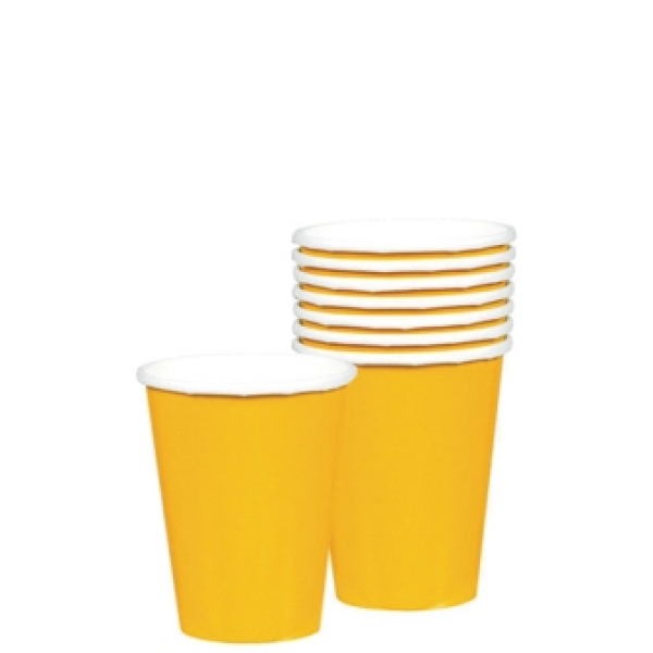 Sunshine Yellow Paper Cups - 270ml (8pk) Sunshine Yellow Paper Cups - 270ml (8pk)