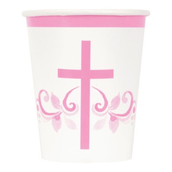 Pink Holy Cross Paper Party Cups