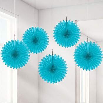Caribbean Blue Paper Mini Fan Decorations