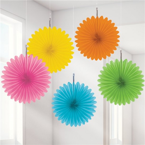 Multicoloured Paper Mini Fan Decorations