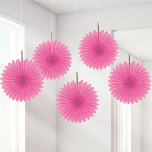 Pink Paper Mini Fan Decorations