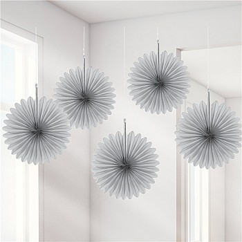 Silver Paper Mini Fan Decorations