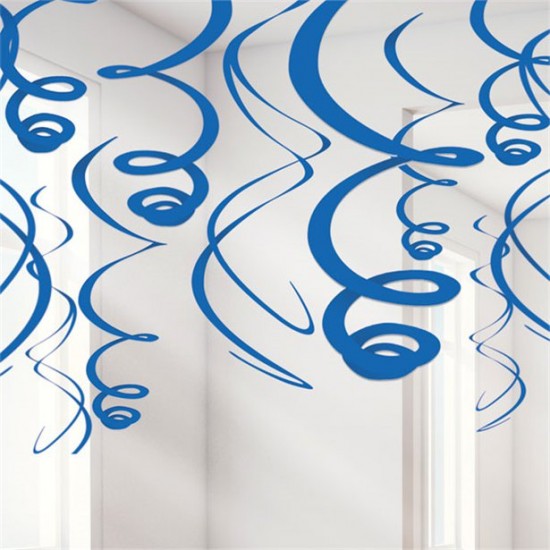 Royal Blue Hanging Swirls Decoration - 55cm (12pk)