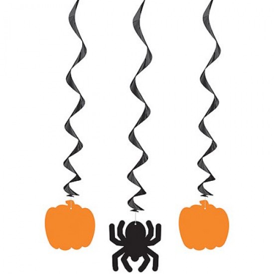 Pumpkin & Spider Hanging Swirl Decoration 26L 3CT