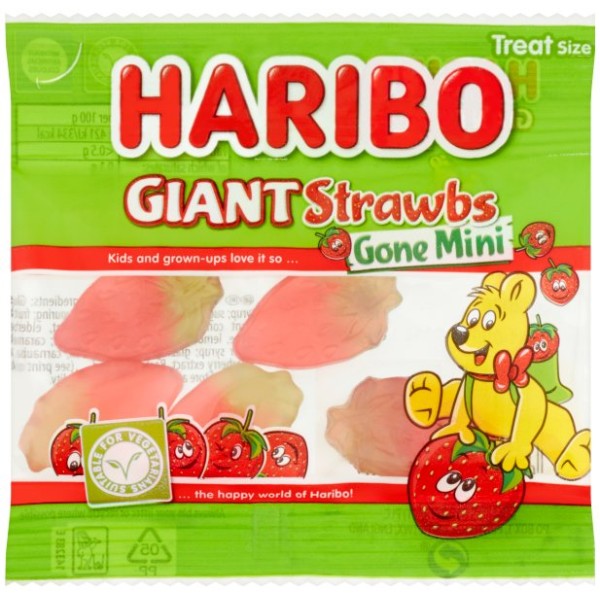 Haribo Giant Strawbs Gone Mini Bags (16g) Haribo Giant Strawbs Gone Mini Bags (16g)