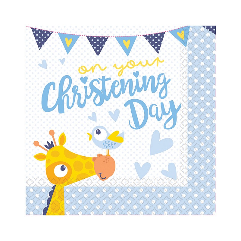 On your Christening Day Blue Luncheon Napkins 33cm (16pk) On your Christening Day Blue Luncheon Napkins 33cm (16pk)