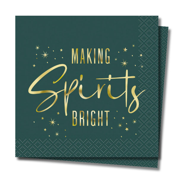Making Spirits Bright Green Christmas Napkins 20ct